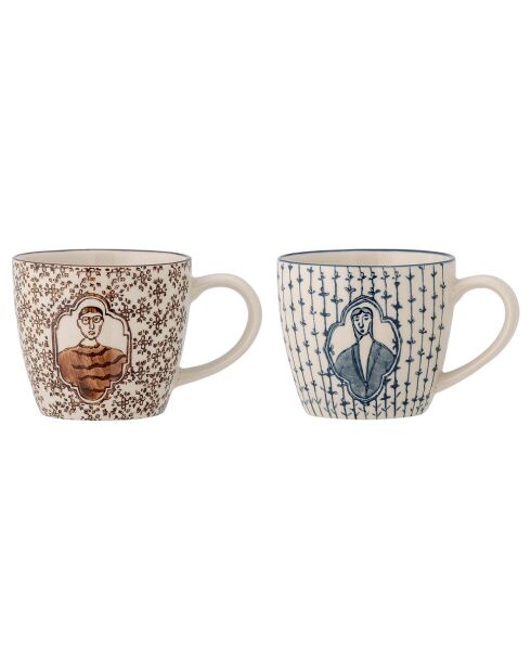 2 Tasses en Grès Tonia bleues - D.7.5xH.8 cm