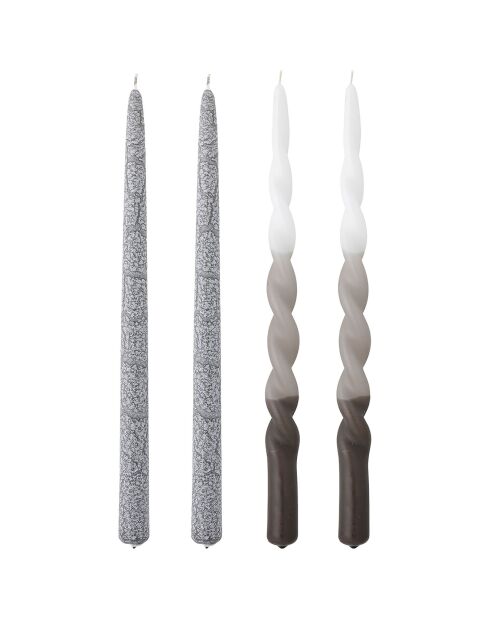 4 Bougies Frost grises - D.2.2xH.35 cm