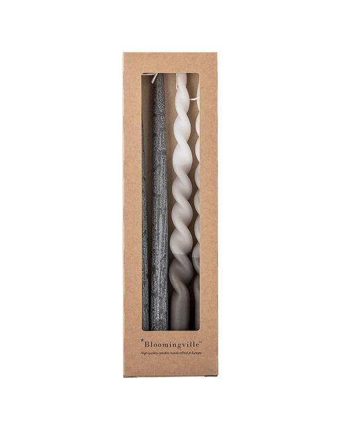 4 Bougies Frost grises - D.2.2xH.35 cm