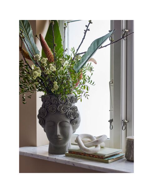 Vase aus grauem Steinzeug Akira - D.21xH.30 cm