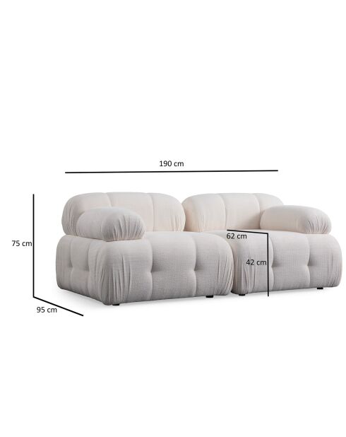 Canapé d'angle pouf Petite blanc - 190/160x95x75 cm