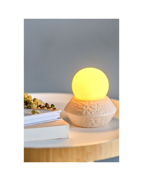 Lampe en Grès Capella Portable avec batterie blanche - D.10xH.11 cm