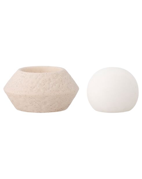 Lampe en Grès Capella Portable avec batterie blanche - D.10xH.11 cm