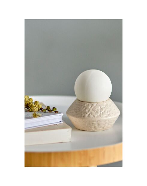 Lampe en Grès Capella Portable avec batterie blanche - D.10xH.11 cm