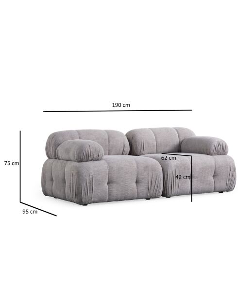 Canapé d'angle pouf Petite gris clair - 190/160x95x75 cm