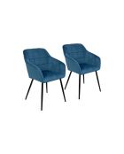 2 Fauteuils Melinda bleu canard - 57x42x80 cm