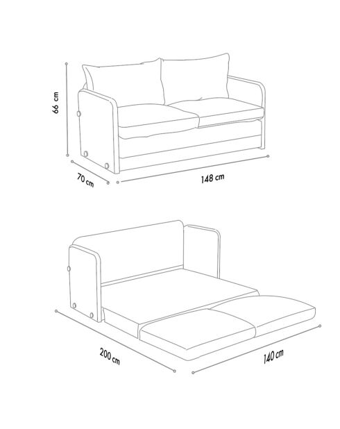 Canapé convertible 2 places Saga XL vert petrole - 148x70x66 cm