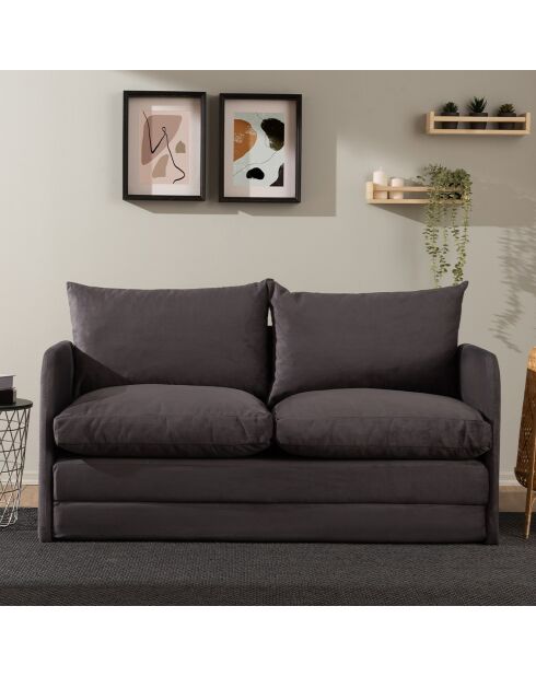 Canapé convertible 2 places Saga XL gris - 148x70x66 cm