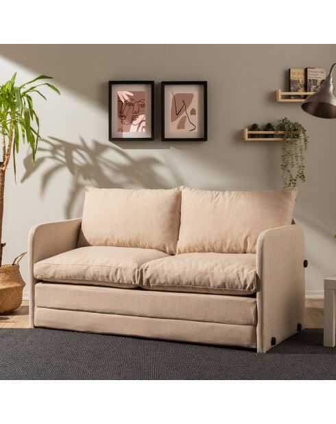 Canapé convertible 2 places Saga XL beige - 148x70x66 cm