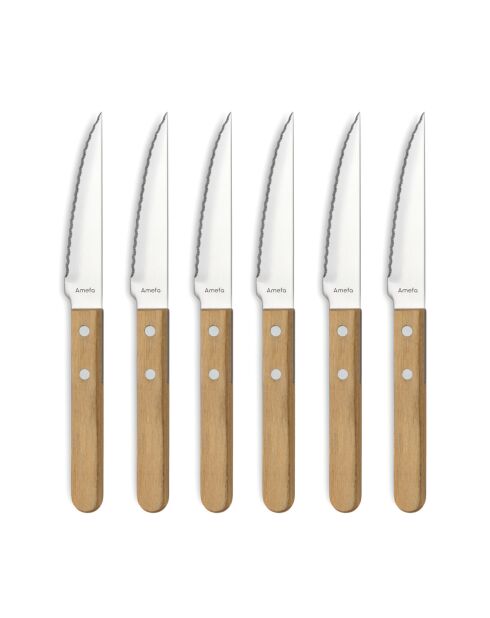 Steak Pizza Bois - Set de 6 couteaux steak