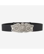 Ceinture Large en Cuir taille haute avec boucle Western noire