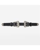 Ceinture en Cuir Double Boucles et Rivets en Metal noire
