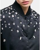 Bombers en Satin avec Perles Strass noir
