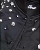 Bombers en Satin avec Perles Strass noir