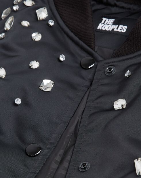 Bombers en Satin avec Perles Strass noir