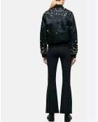 Bombers en Satin avec Perles Strass noir