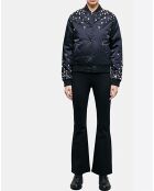 Bombers en Satin avec Perles Strass noir