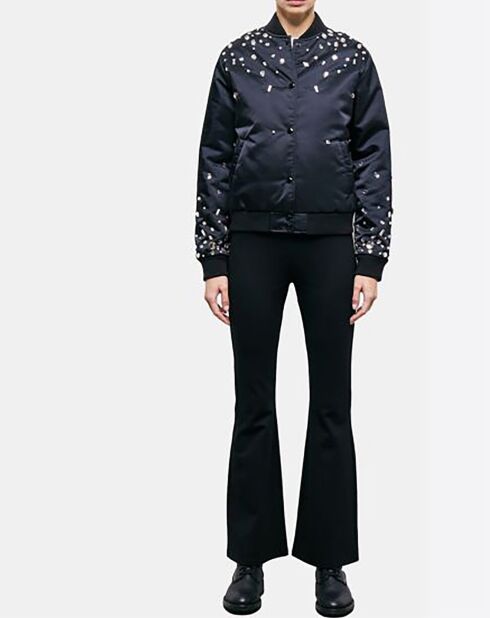 Bombers en Satin avec Perles Strass noir