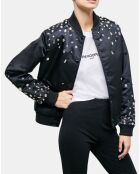 Bombers en Satin avec Perles Strass noir