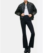 Bombers en Satin avec Perles Strass noir
