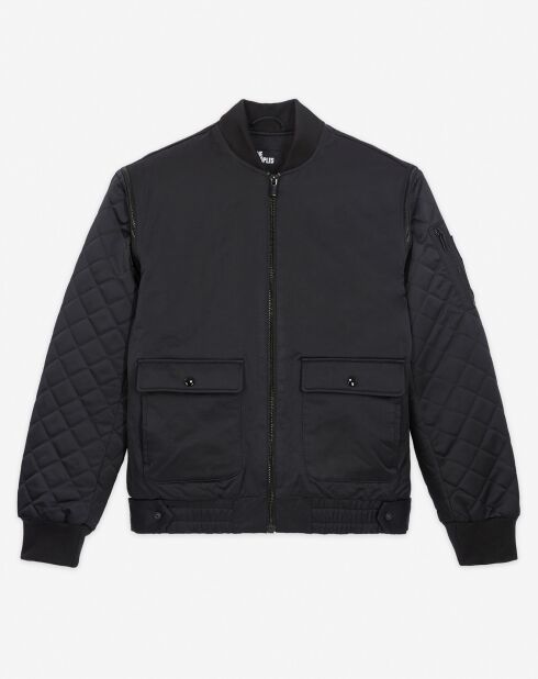 Bombers bi-matière Satin avec Détails Reflective noir
