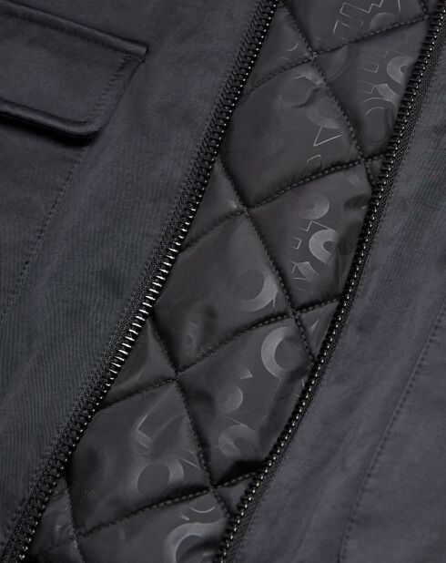 Bombers bi-matière Satin avec Détails Reflective noir