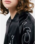 Blouson Bord Cotes à Boutons Pressions et Details Brodés noir