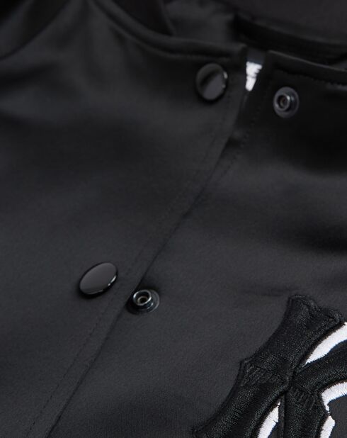 Blouson Bord Cotes à Boutons Pressions et Details Brodés noir