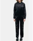 Blouson Bord Cotes à Boutons Pressions et Details Brodés noir