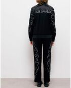 Blouson Bord Cotes à Boutons Pressions et Details Brodés noir