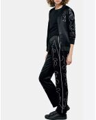 Blouson Bord Cotes à Boutons Pressions et Details Brodés noir