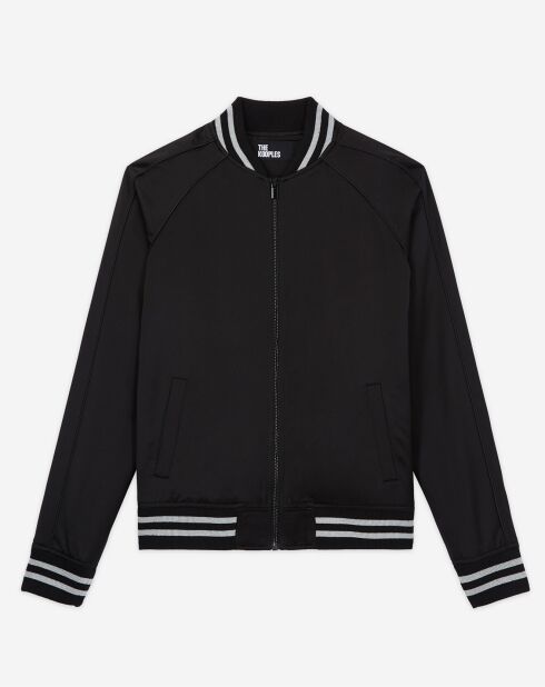 Blouson fin Zippé Détail Rib noir