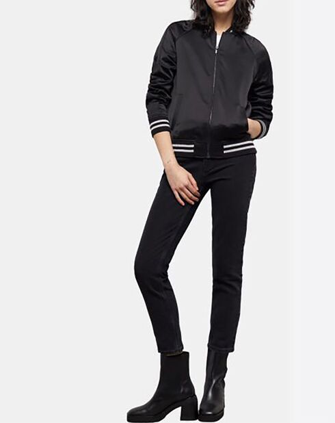 Blouson fin Zippé Détail Rib noir
