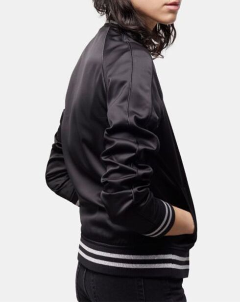 Blouson fin Zippé Détail Rib noir