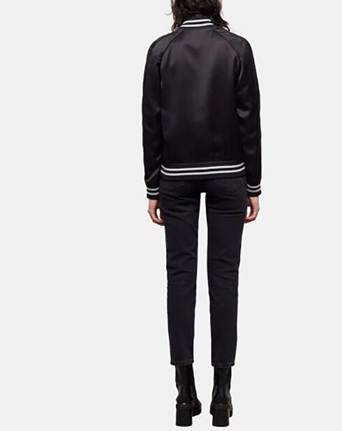 Blouson fin Zippé Détail Rib noir