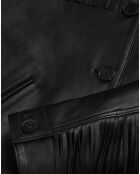 Blouson en Cuir à Franges noir