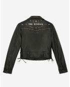 Blouson en Cuir Biker avec Clous noir