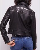 Blouson en Cuir Biker avec Clous noir