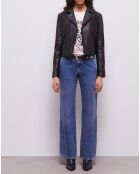 Blouson en Cuir Biker avec Clous noir