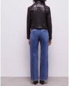 Blouson en Cuir Biker avec Clous noir