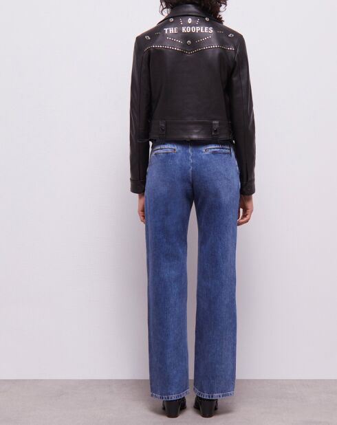 Blouson en Cuir Biker avec Clous noir