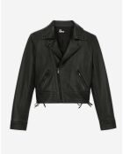 Blouson en Cuir Biker avec Clous noir