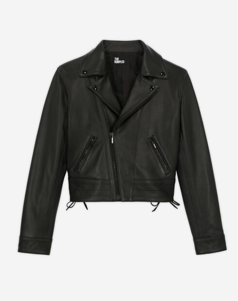 Blouson en Cuir Biker avec Clous noir