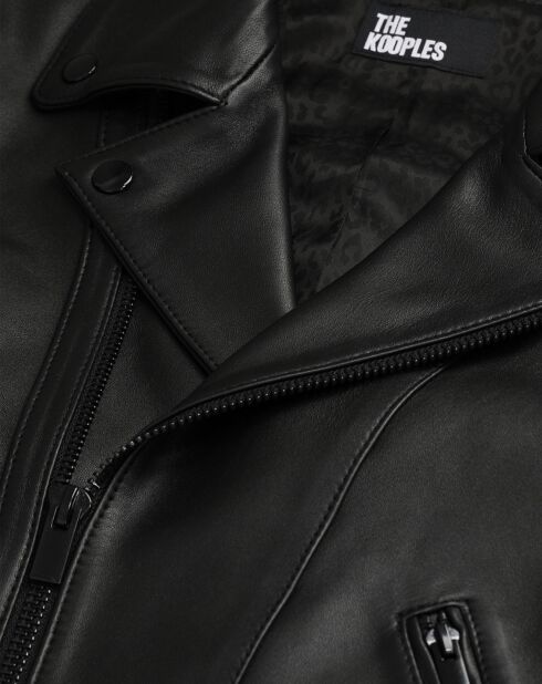 Blouson en Cuir Biker avec Clous noir