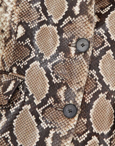 Blazer en Cuir Embossé Python python beige