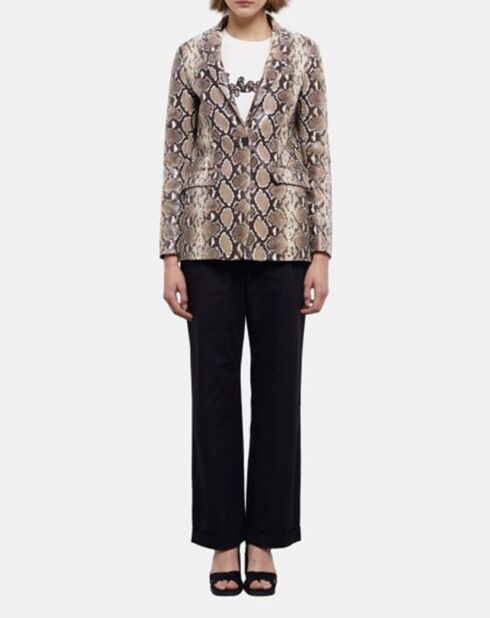 Blazer en Cuir Embossé Python python beige
