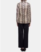 Blazer en Cuir Embossé Python python beige