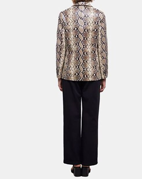 Blazer en Cuir Embossé Python python beige