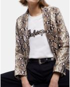 Blazer en Cuir Embossé Python python beige