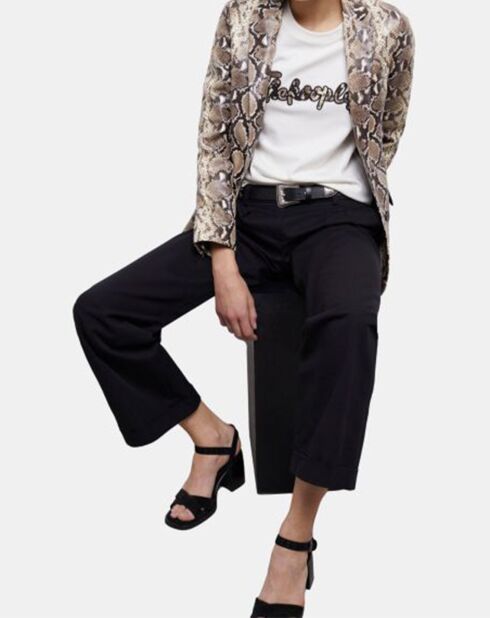 Blazer en Cuir Embossé Python python beige